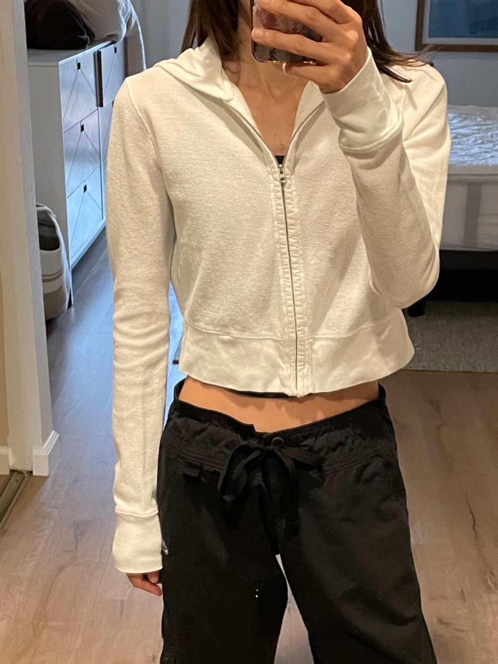 White cropped hoodie